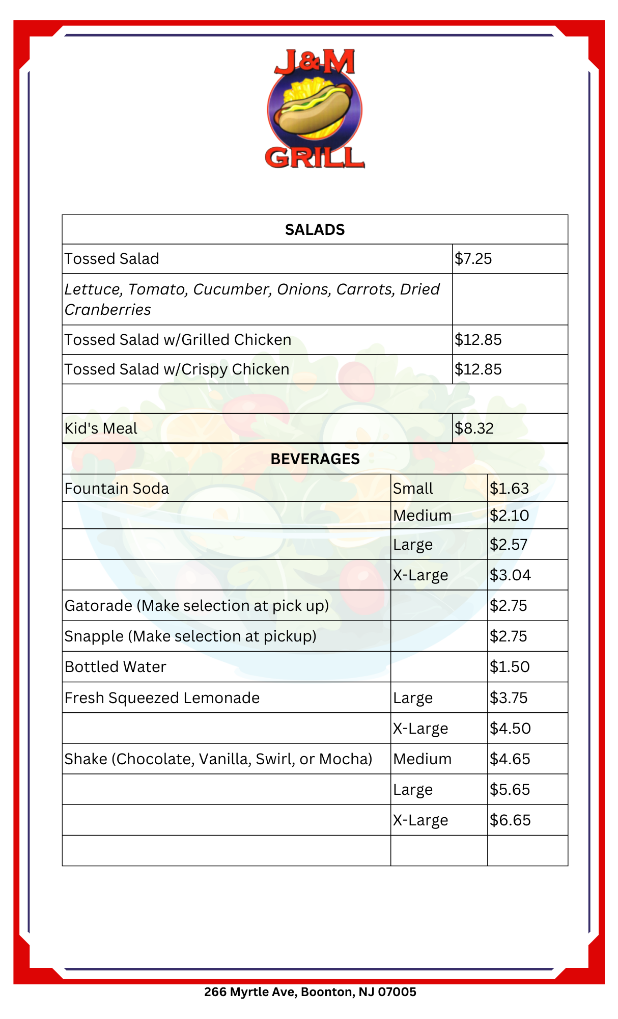 Page 5 J&M Salad AND Beverages